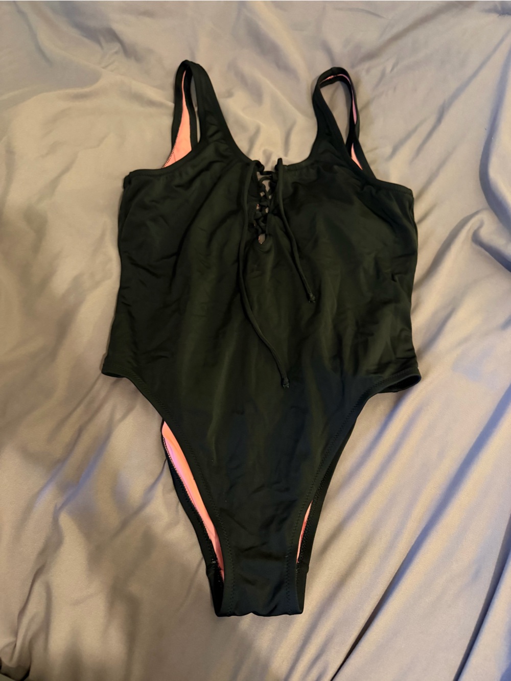 PINK Victoria's Secret Black One-Piece Swimsuit with Pink Lining